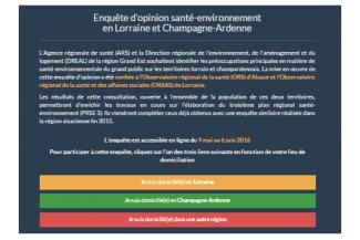 Enquête d'opinion santé-environnement en Lorraine et Champagne-Ardenne